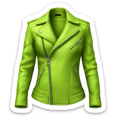 Realistic isolated side view of a lime green open fashion leather jacket. sticker