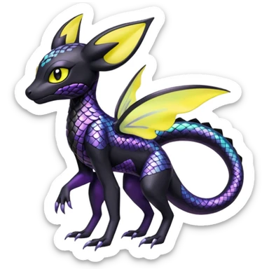 Shiny iridescent Meloetta-Salandit-Umbreon-Pokémon-Fakémon-fusion-hybrid-creature sticker