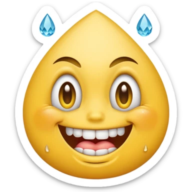 yellow emoji face, grimacing, diamond-encrusted teeth, teardrop tattoo below eye sticker