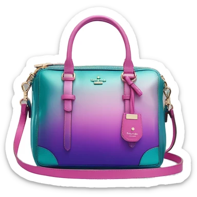 Realistic metallic teal purple pink ombre Kate Spade satchel purse.  sticker