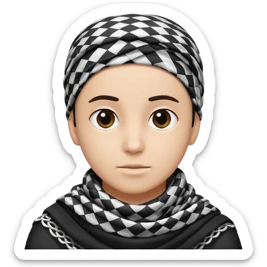 person emoji with a black and white keffiyeh, neutral expression sticker