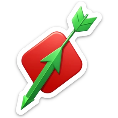 Tag vermelha com uma flecha pra cima verde do lado sticker