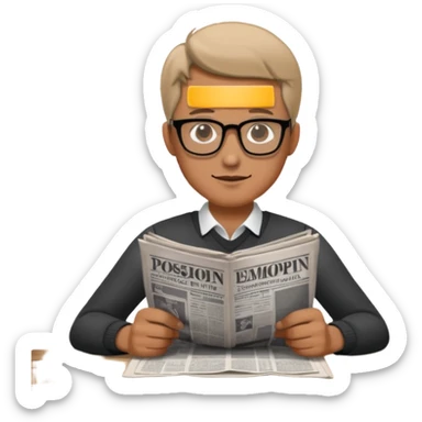 man Folding newspaper on table sticker