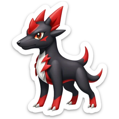 Cute cool black red animal Gabite-Sharpedo-Houndoom-hybrid Fakemon full body sticker