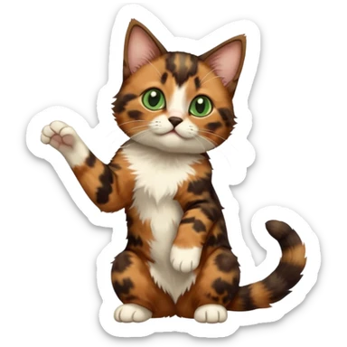 A high-resolution photo-realistic digital illustration of a brown multicoloured  tortoiseshell cat kitten, chest upward sticker