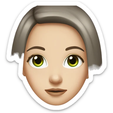 white girl with long straight dark brown hair and green eyes and brown eye brws sticker