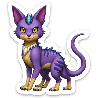 Scaley scaly batty feline-like quadrupedal digitigrade furry feral Bastet-Noibat-Gatomon-Garchomp-Digimon-Fakémon-Pokémon-creature (full body) sticker