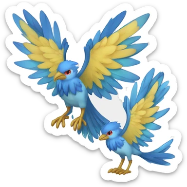 Edgy Fantasy legendary blue bird water-type-Hydro-Phoenix-avian Fakemon full body sticker