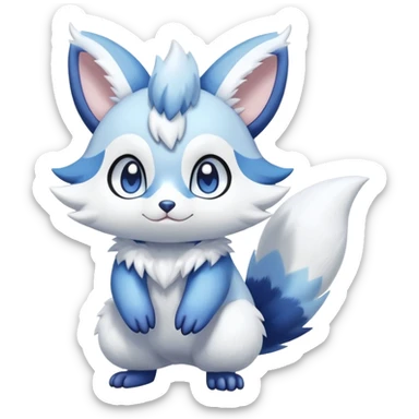 Shiny White Pastel Snowy Icy Sparkly Cute Furret-Meowstic-Zangoose-Hybrid (Full body) sticker