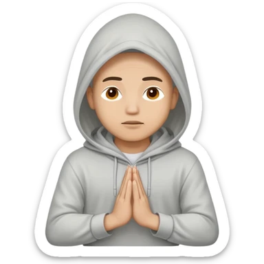 Man wearing light grey colored hood meditating sticker