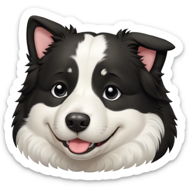 Cinematic Meme-Worthy Chubby Sleeping Border Collie Portrait Emoji, Head resting peacefully with a contented smile, showcasing a delightfully chubby build and a luxuriously soft black and white coat, eyes shut in a serene nap, Simplified yet hilariously adorable features, highly detailed, glowing with a soft, drowsy light, high shine, relaxed and utterly lovable, stylized with an air of playful laziness, bright and heartwarming, soft glowing outline, capturing the essence of a comically sleepy Border Collie, so meme-worthy it feels like it could instantly become the next viral sensation of adorable slumber! sticker