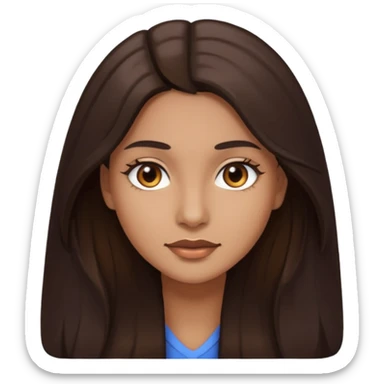 emoji of a woman with long dark brown hair, dark brown eyes, and light brown skin sticker