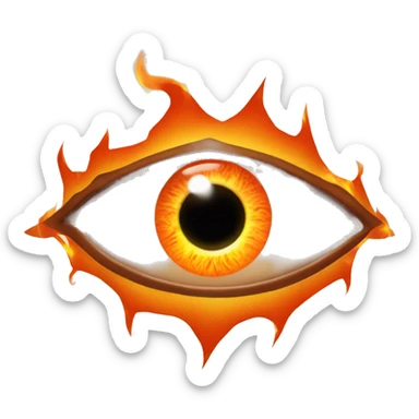 Eye of Sauron, glowing orange iris, surrounded by flames. sticker