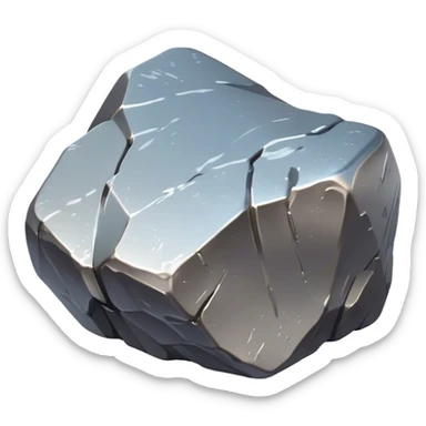 Cinematic Realistic Nickel Ore, Bright and shiny, with a rough, metallic surface reflecting light in soft, gleaming waves. The metal has a subtle luster and is both sturdy and raw in its form. Soft glowing outline, capturing the essence of durability and modern elegance in raw nickel ore. sticker