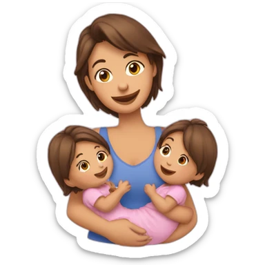Une fille avec deux bébés dans les bras sticker