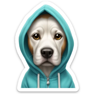 Dog wearing a hoodie sticker