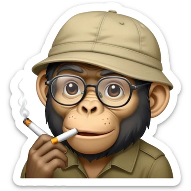 🦧 with a ciggarete and glasses and a backwards cap sticker