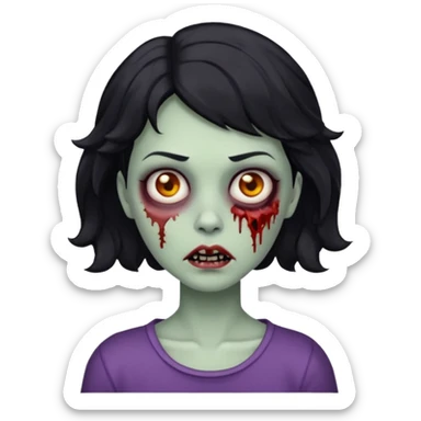 Uma zombi mulher com cabelo curto e preto ondulado sticker