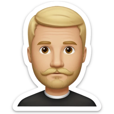 short blond hair clean cut mustache and beard 5ft 9 140lbs titian sticker