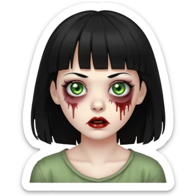 Zombie woman with bangs and black hair sticker