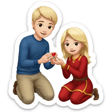 🧎‍♂️‍➡️💍💃 a boy parposing a girl boy on his knee and boy give him ring  sticker