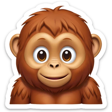 cinematic-realistic-orangutan-baby-portrait-emoji,-head-tilted-playfully-and-inquisitively,-with-a-gentle,-expressive-face-accented-by-soft,-flowing-fur-and-round,-sparkling-eyes-brimming-with-warmth,-simplified-yet-irresistibly-adorable-feature sticker