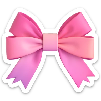 3D emoji style pink bow with gothic effect, pastel pink to black gradient,, remove background sticker