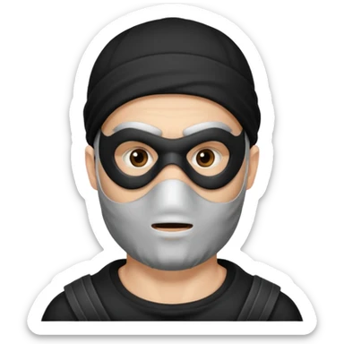  portrait of robber with scruffy beard with mask sticker