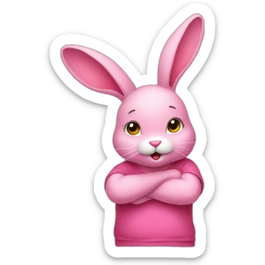 Pink rabbit in yellow teeshirt shrugging shoulders sticker