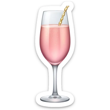 One glass of pink colored champagne, ios emoji style. sticker