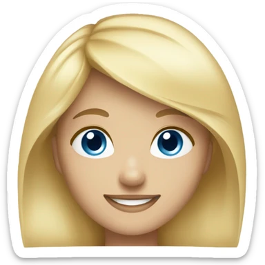 smiling girl with blonde hair and blue eyes sticker