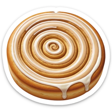 a cinnamon roll single layer cookie with only 2 swirls and full glaze sticker