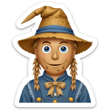 Scarecrow from the Wizard of Oz with dark blue eyes and outfit sticker