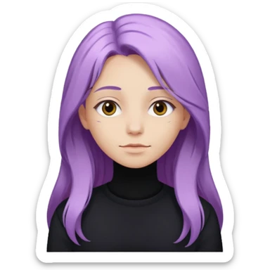 faz menos gótica mas com cabelo roxo claro comprido e camisola preto sticker