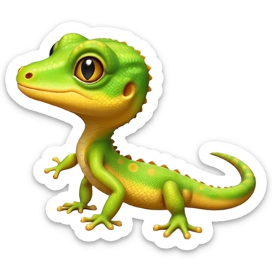 cinematic-cute-realistic gecko-portrait-emoji,-head-tilted-playfully-and-inquisitively,-featuring-a-small,-charming-body-with-smooth,-vividly-patterned-scales,-bright,-sparkling-eyes-and-delicate,-sticky-toe-pads,-simplified-yet-irresistibly-adorable sticker