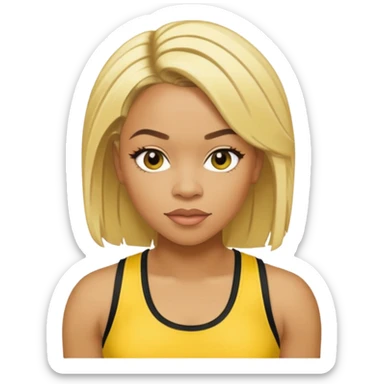 Tionne T-Boz Watkins short with long front blonde hair, yellow tank top sticker