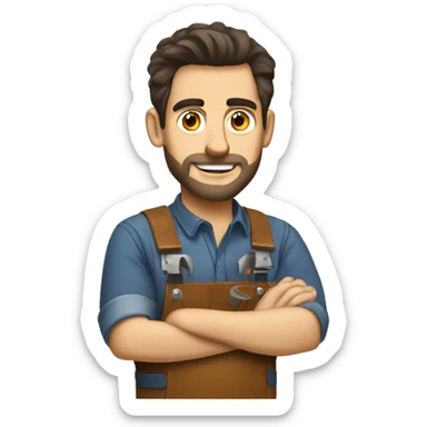 Woodworker with miter saw caucasian dark hair sticker