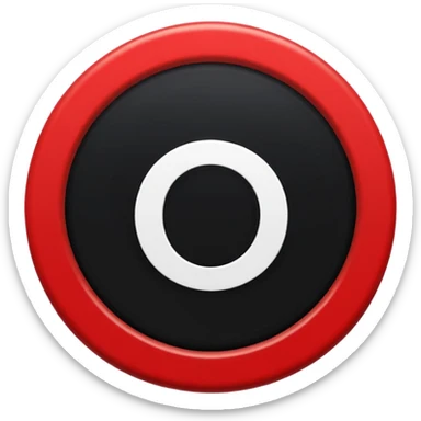 Círculo totalmente negro, adentro del círculo un símbolo de encendido y apagado en color blanco a un lado del símbolo la letra N el color rojo sticker