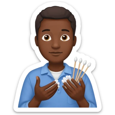 Black man holding cotton buds in cupped hands sticker
