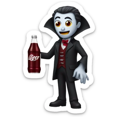 Vampire holding a dr pepper sticker