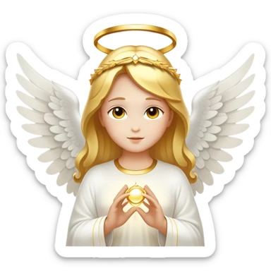 Divine figure with glowing halo and angelic wings sticker