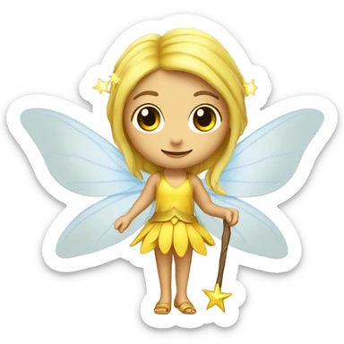 long hair Pixie fairy with yellow wings and wand  sticker
