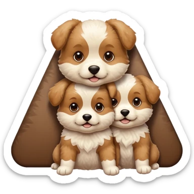 three puppies stacked in a triangle, playful sticker