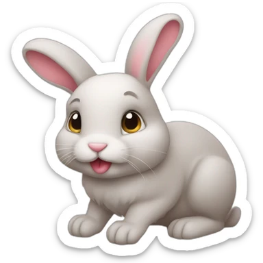 Bunny blushing hand on mouth sticker
