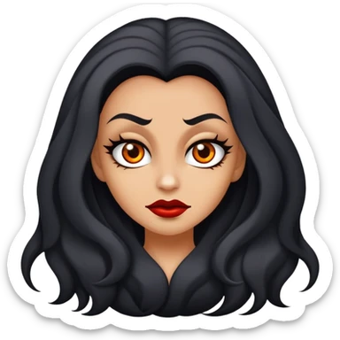 Faça uma vampira, do gênero feminino, cabelos longos preto, mas não tanto, olhos castanhos escuros marcantes, e uma mordida no rosto ou pescoço  sticker
