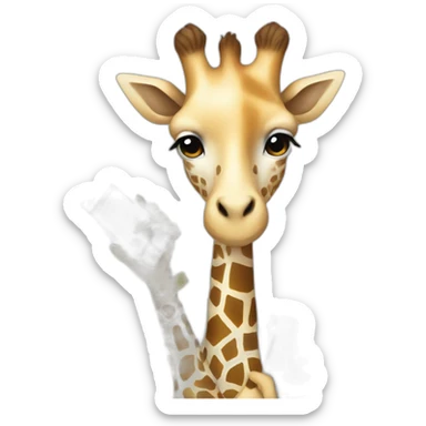 white clothed giraffe with hands holding a smartphone and a ruler  sticker
