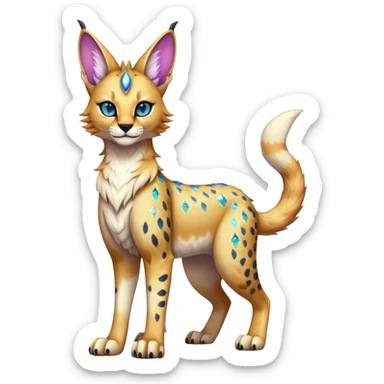 Cute Kawaii Cool Edgy Epic Ethereal Sparkly Colorful Sergal-Serval-Caracal-Vernid full body sticker