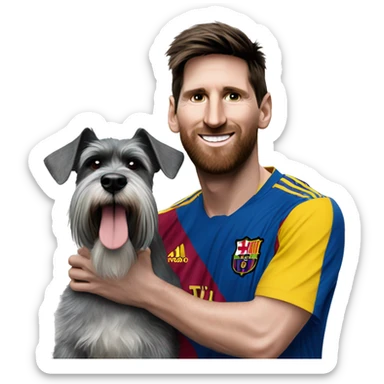 messi besando un perro schnauzer sticker