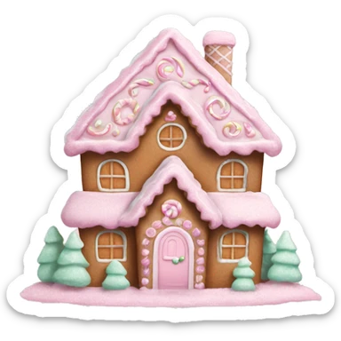 pastel pink gingerbread house sticker