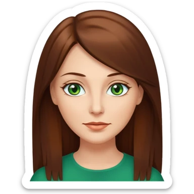 Pretty middle age woman with green eyes and long straight  brown hair  sticker